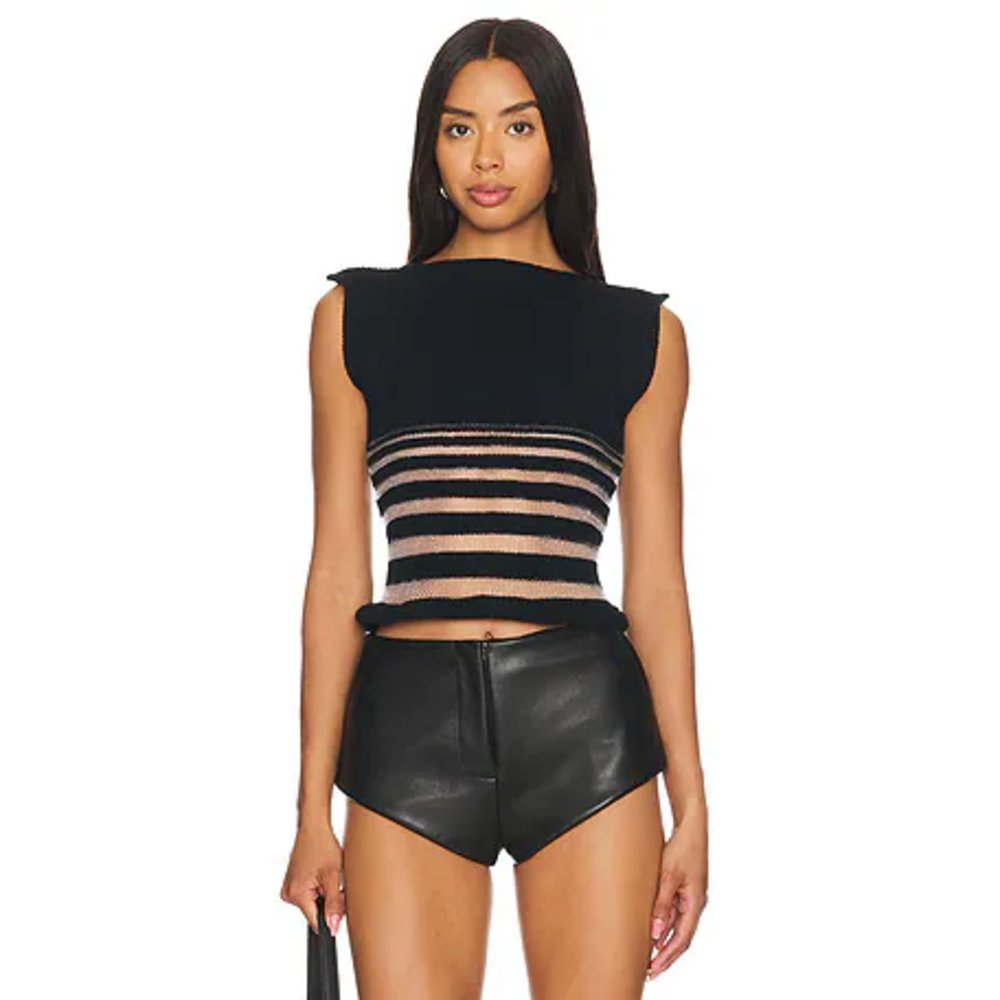 George Trochopoulos Half Stripe Top in Black